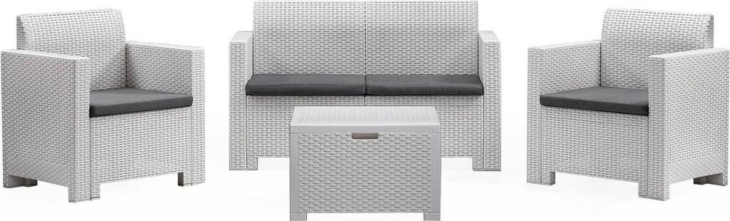 Dmora Gartenlounge Venere Weiß, 4 Sitzer, Salon Outdoor