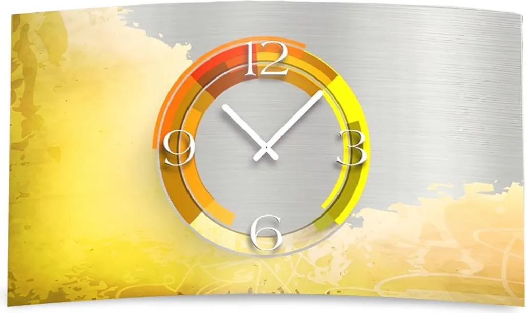 Orologio Parete 3D dixtime 3D-0003 Giallo Silenzioso Senza Ticchettio