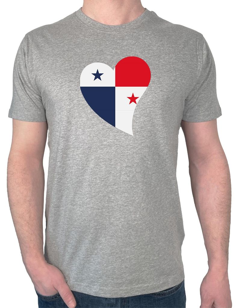 Huuraa Herren T-Shirt Panama Flagge Herz XXL Sport Grey Bio Baumwolle Fairtrade Herrenshirt Geschenkidee