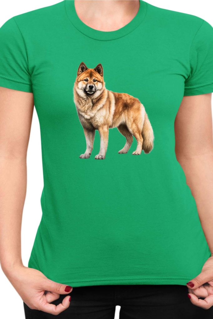 Damen T-Shirt Dogs Breeds Akita Dog Breed 006, Lady S / Grün