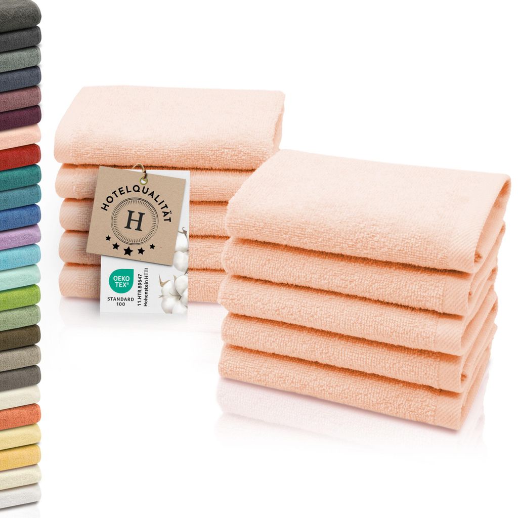 10er Set Seiftücher, Baumwolle, 30x30 cm, 420g/qm, rosa (aprikot)