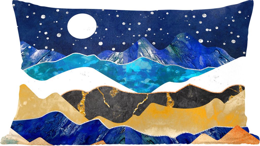 MuchoWow Zierkissen Sofakissen Wohnzimmer Dekokissen 60x40 cm Nacht - Gold - Marmor - Abstrakt - Landschaft - Berg - Kopfkissen - Polster mit Foto