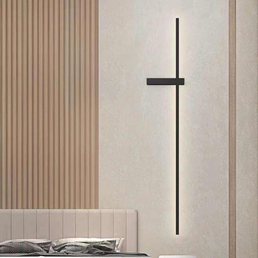 Applique LED 90 cm Crosa 18W Noir : Éclairage Mural Moderne et Design