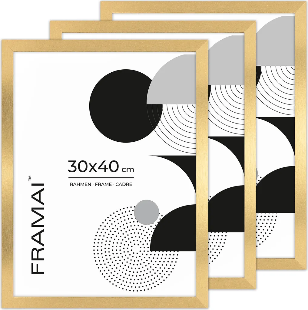 Pack de 3 Cadres Photo 30x40 Or HEN Z LUCA® Frames : Déco Murale Chic
