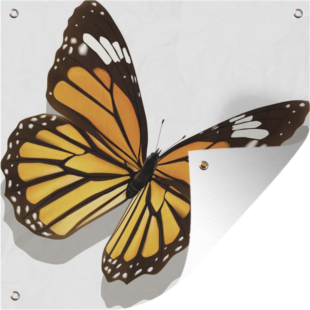 MuchoWow 100x100 cm Outdoor-Poster Gartendeko Sichtschutz Garten Poster für den Garten Eine Illustration eines Tigerfalters