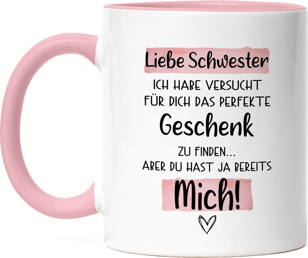 Schwester Geschenk Tasse Rosa Mit Spruch Lieblingsschwester Geschenkidee Humor Sarkasmus