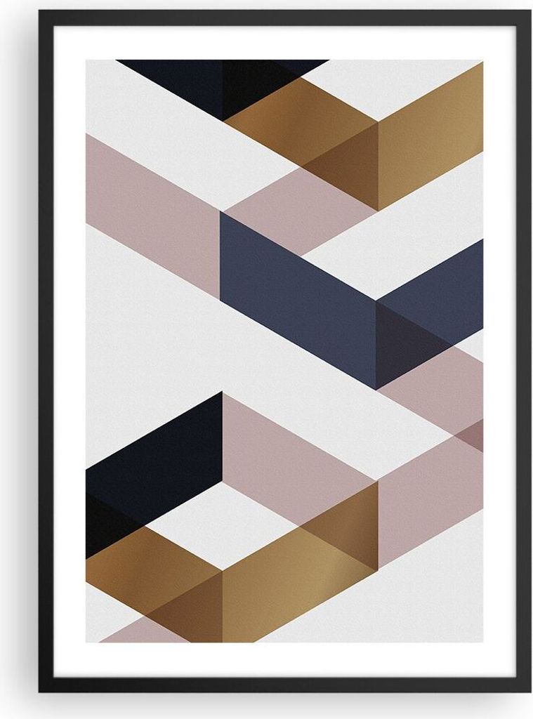 Gerahmtes Poster - Schwarzer Rahmen - Abstraktion Muster Diamant - 50x70 cm - Wand Bild - Wanddeko - Wandbilder - Wandposter - Bilderrahmen - Bilde...