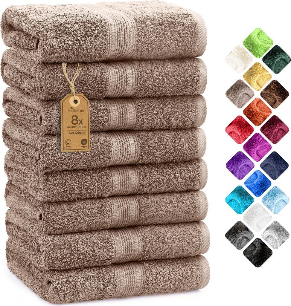 Frottier Handtücher 8er Pack 50x100cm, 100% Baumwolle, Sand