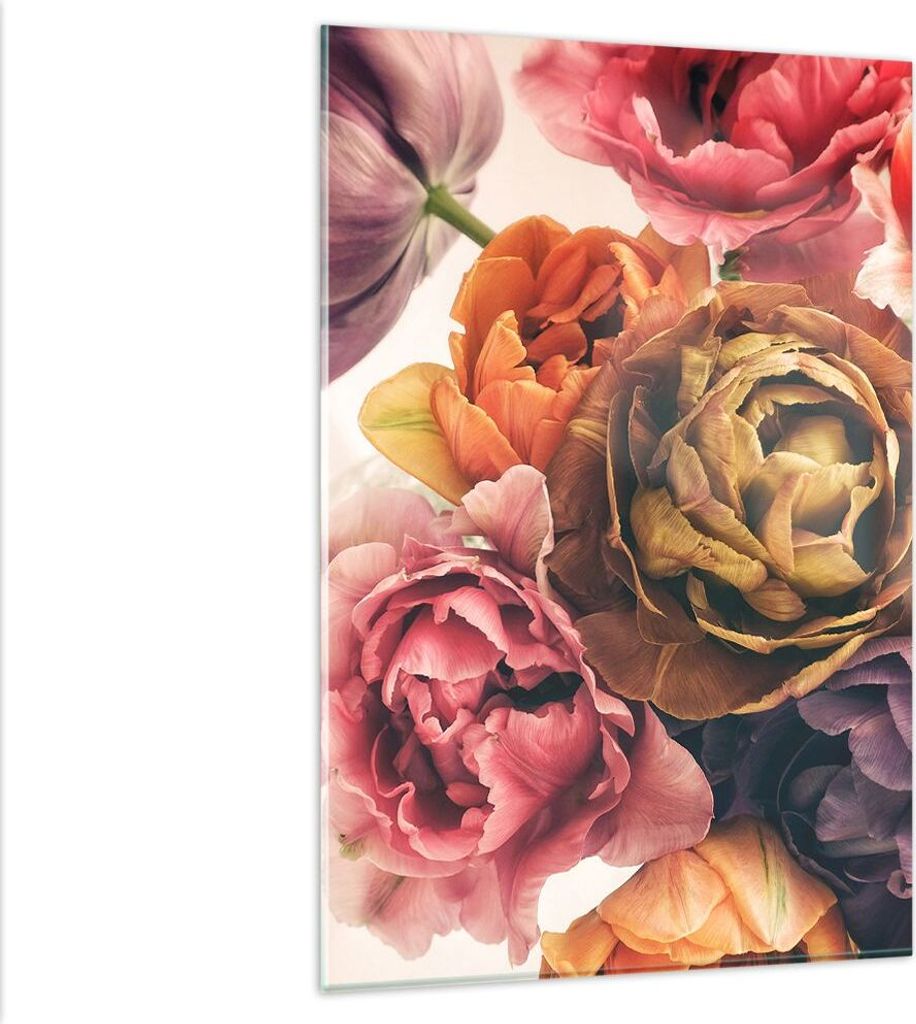 Bilder auf glas - Einteilig - Blumenstrauß Blumen Braut - 80x120cm - Glasbilder - Wandbilder - Bilder - Wanddekoration aus Glas - Glas Bilder - Wa...