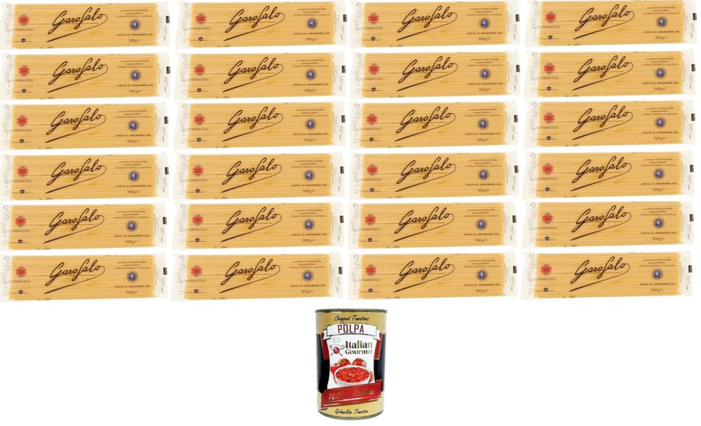Garofalo Vermicelli N°10 Nudeln aus Hartweizengrieß Gragnano IGP 24x500gr+ Italian Gourmet polpa 400g