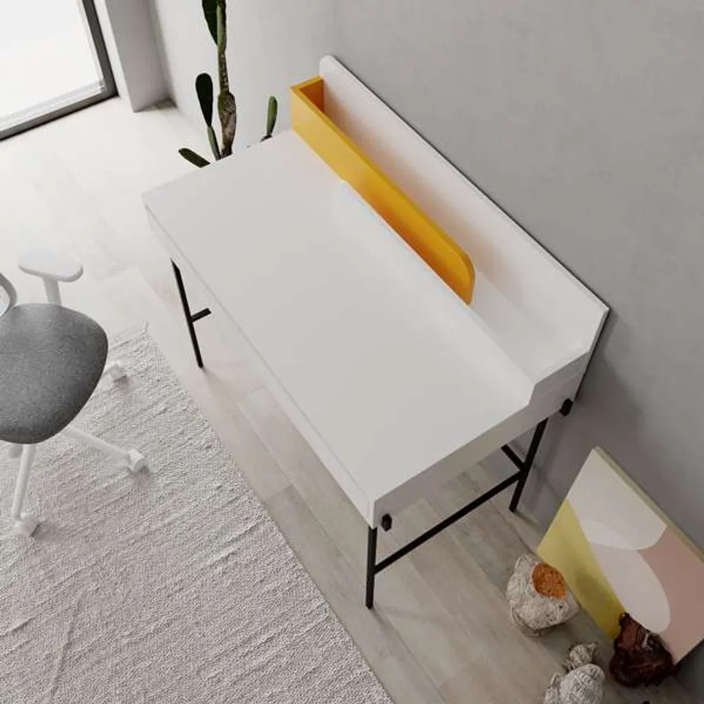 Bureau Blanc Moderne Leila Senfre - Table de Travail Large et Stable - 6