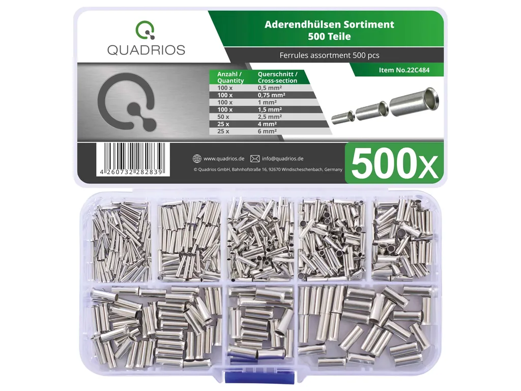 Quadrios 22C484 Kit Ghiere Non Isolate 500pz Rame Stagnato Professionali