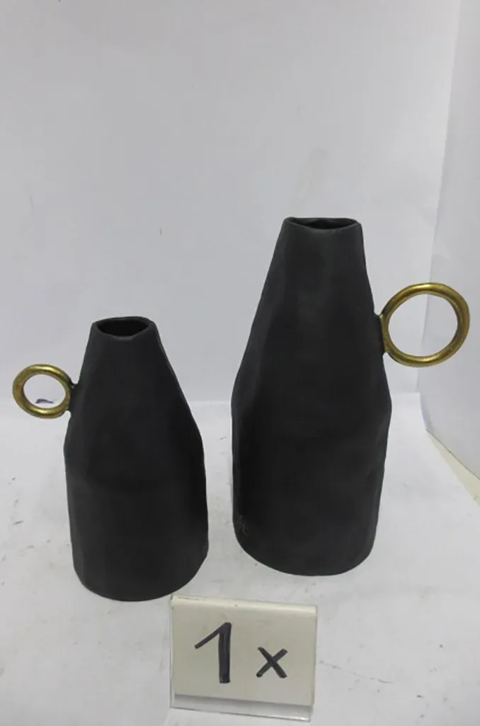 Vase soliflore moderne en métal noir, objet déco design Dora 24cm - 6