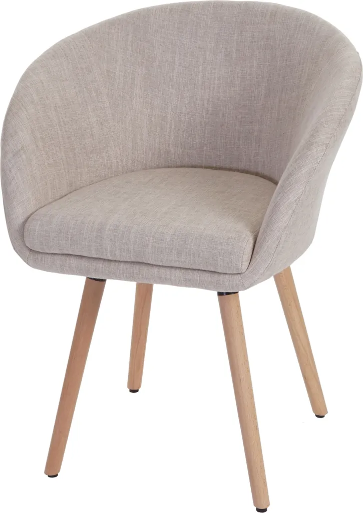 Chaise rétro années 50 Malmö T633, revêtement textile doux gris et crème