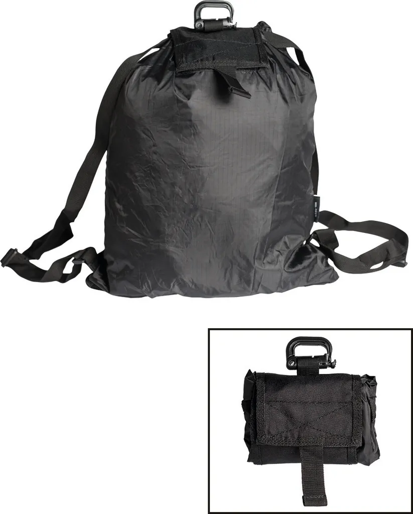 Zaino Mil-Tec Roll-Up Nero: Leggero e Pieghevole per Outdoor e Trekking - 1