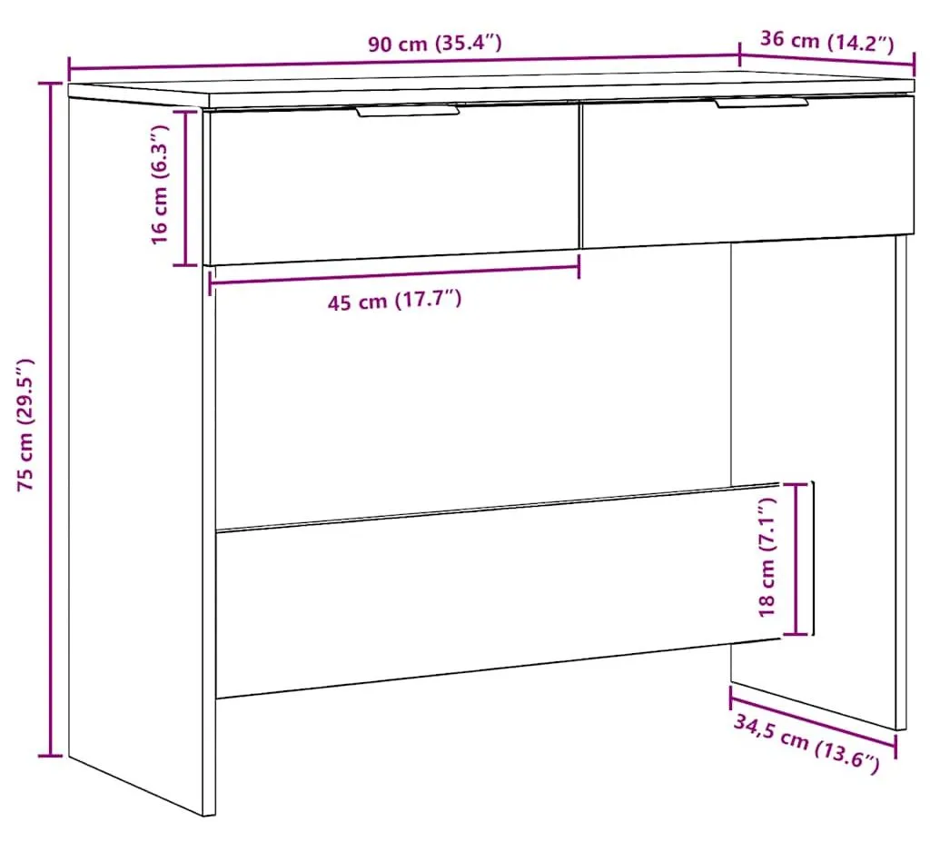 Table Console Compacte Chêne Artisan avec Structure Renforcée 90x36 cm - 6