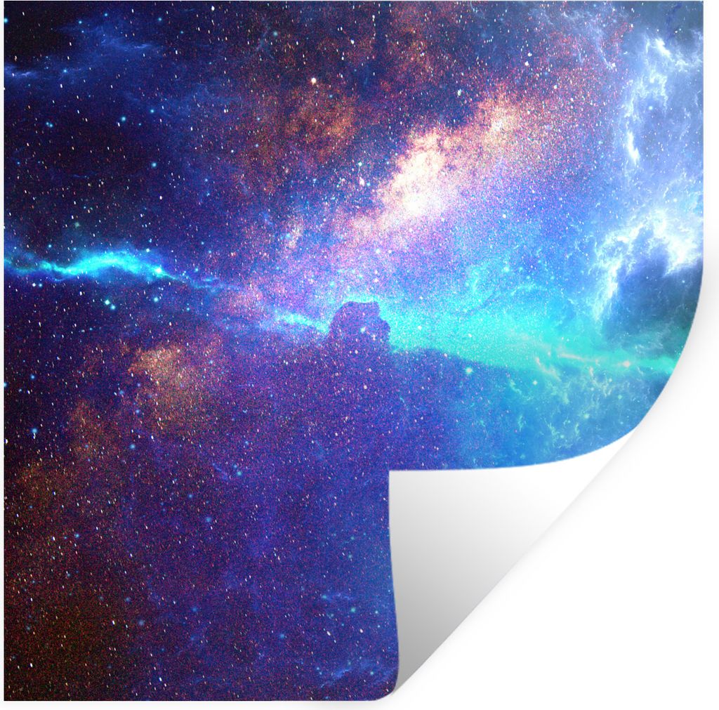 MuchoWow Wandtattoo Wandsticker Wandaufkleber Sterne - Weltraum - Blau 80x80 cm Selbstklebend und Repositionierbar - Wierderverwendbar - Selbstkl...