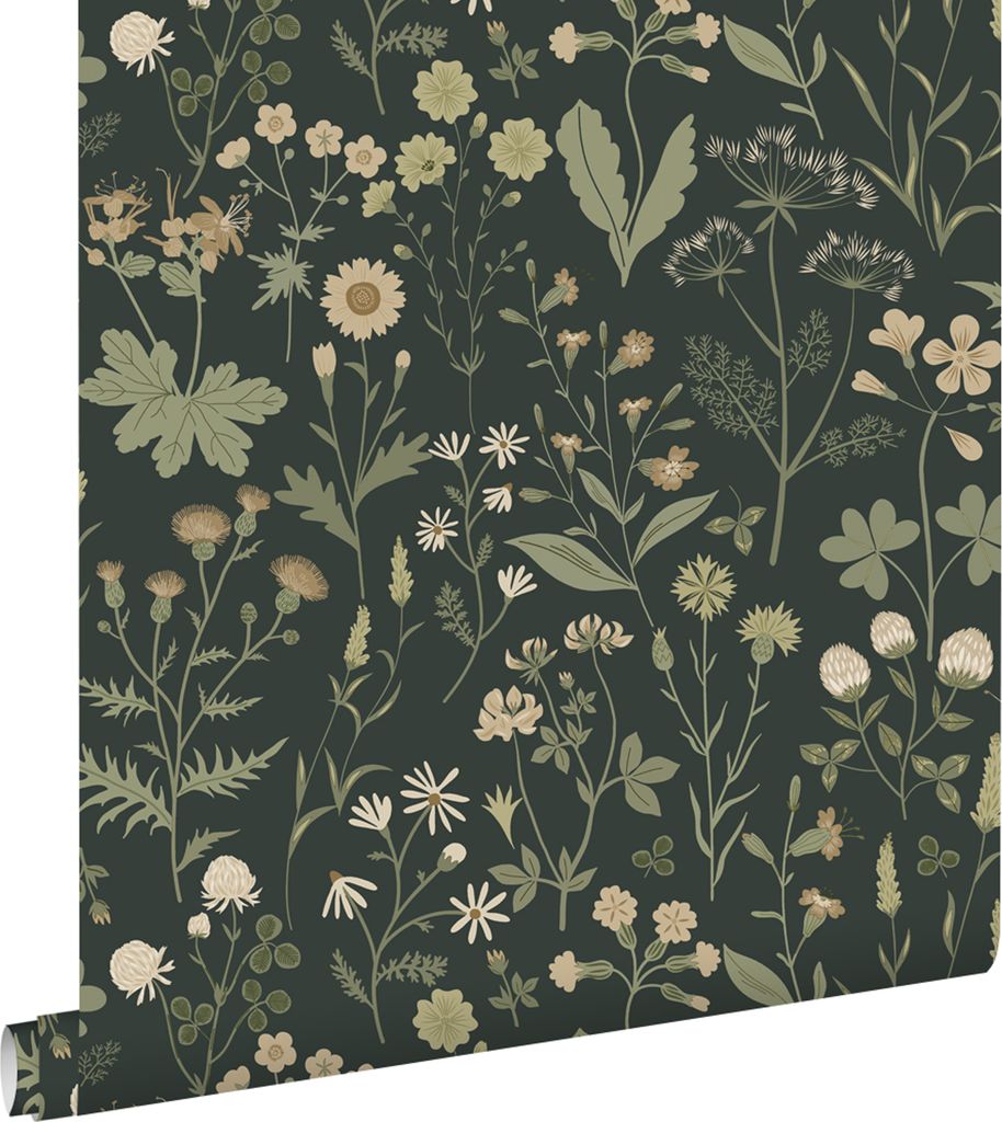 ESTAhome carta da parati fiori selvatici verde scuro 50 x Immagine del prodotto 