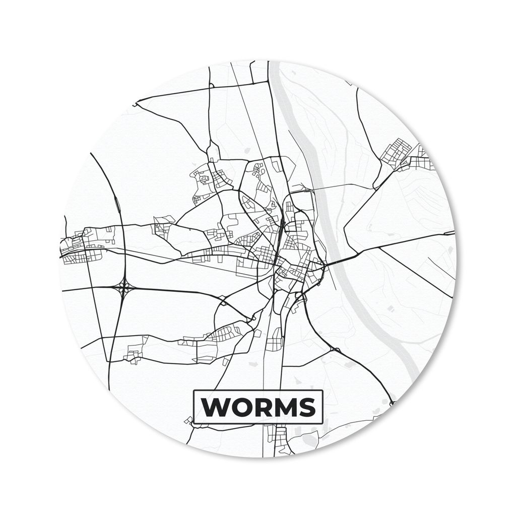MuchoWow Mauspad Mousepad Karte - Worms - Stadtplan 40x40 cm - Mousepads - Maus Mat - Pad - Mausunterlage - Schreibtisch Accessoires