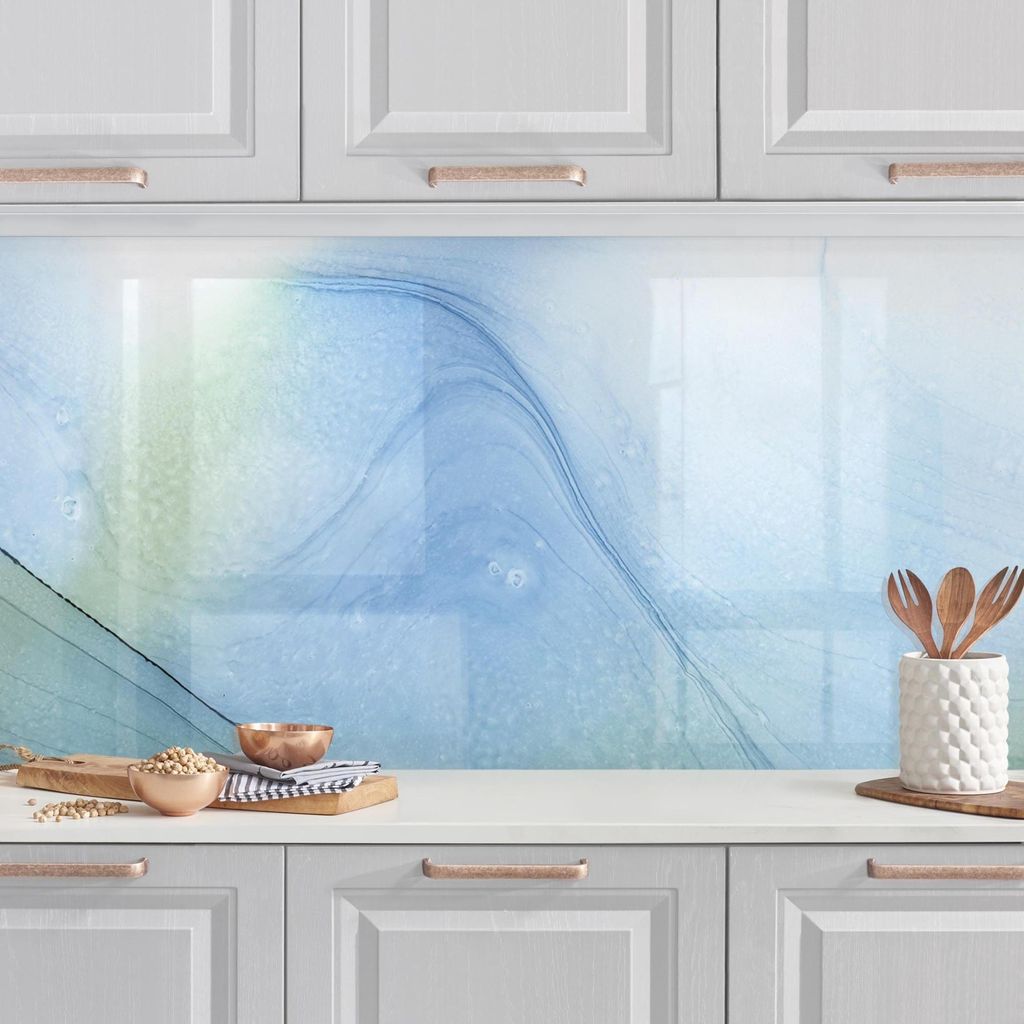 Küchenrückwand originell selbstklebend - 0.65 mm Wandpaneel wasserfest Design grün Abstrakt Spritzschutz fugenlos