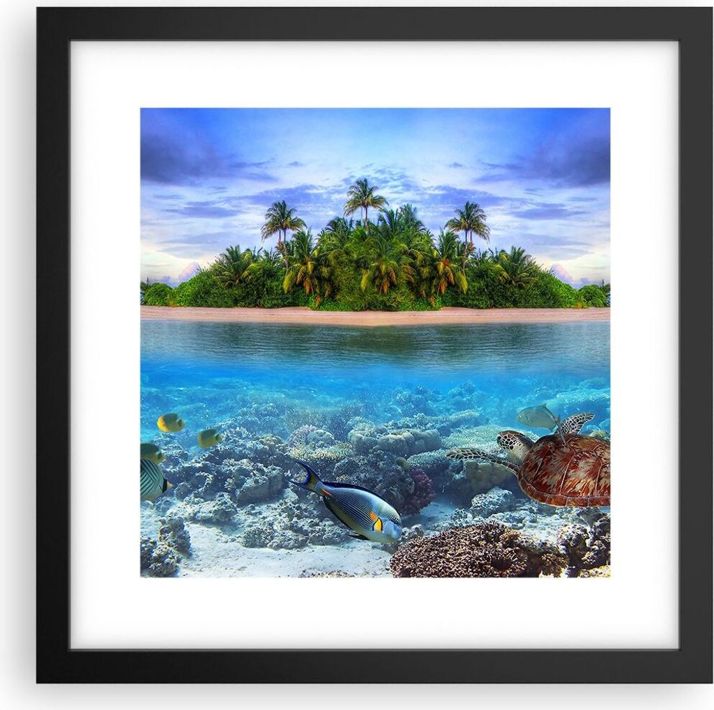 Gerahmtes Poster - Schwarzer Rahmen - Strand lagune wasser Produktbild 