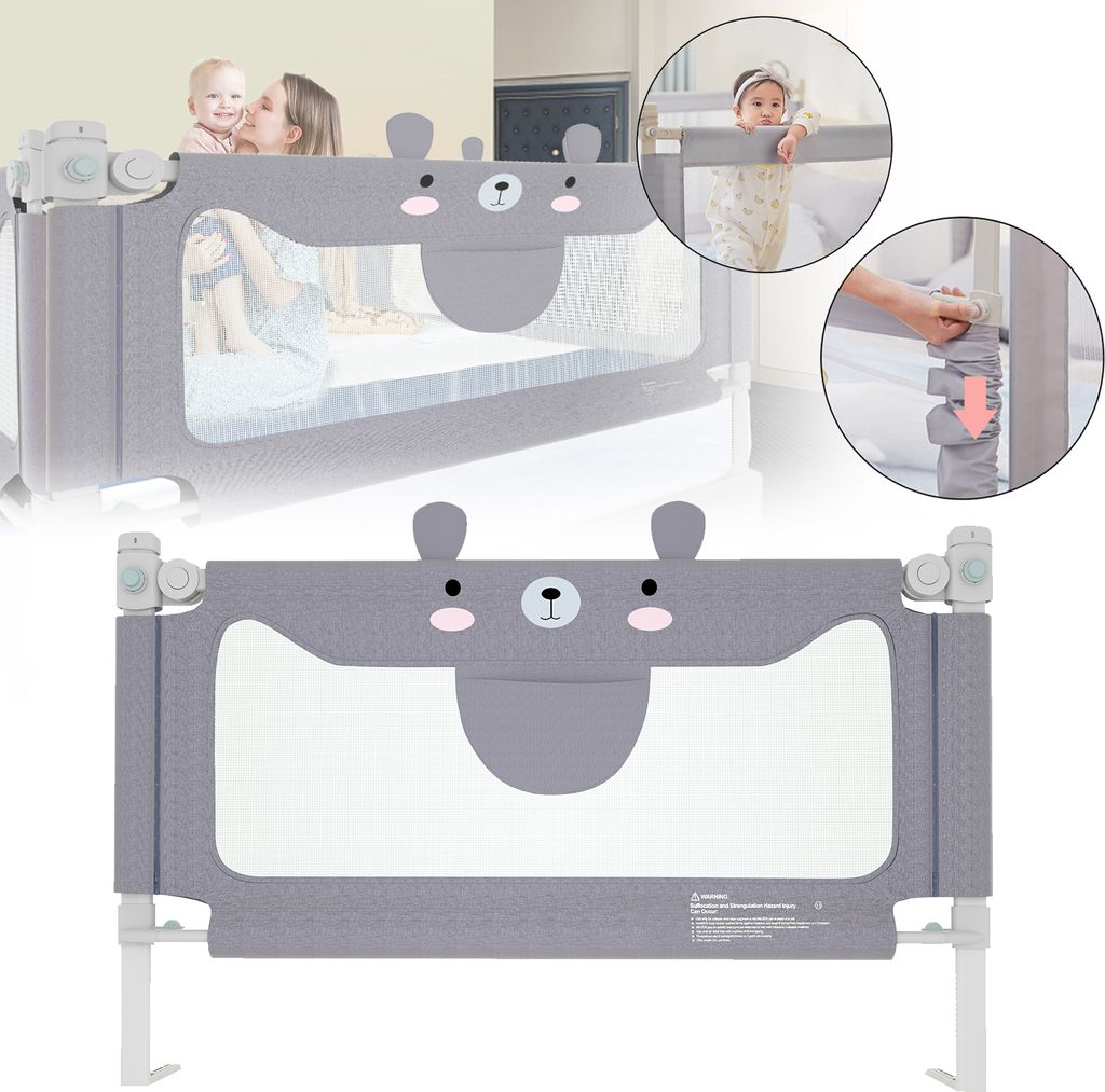 YUENFONG Bettgitter Rausfallschutz Kinderbett Bettschutzgitter Tragbares mit Höhenverstellbar Kinderbettgitter, Babybettgitter für Familien und R...