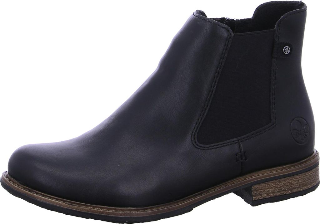 Rieker Damen Stiefelette flacher Chelsea Boot mit losen Soft Einlagen 74854, Größe:38 EU, Farbe:Schwarz