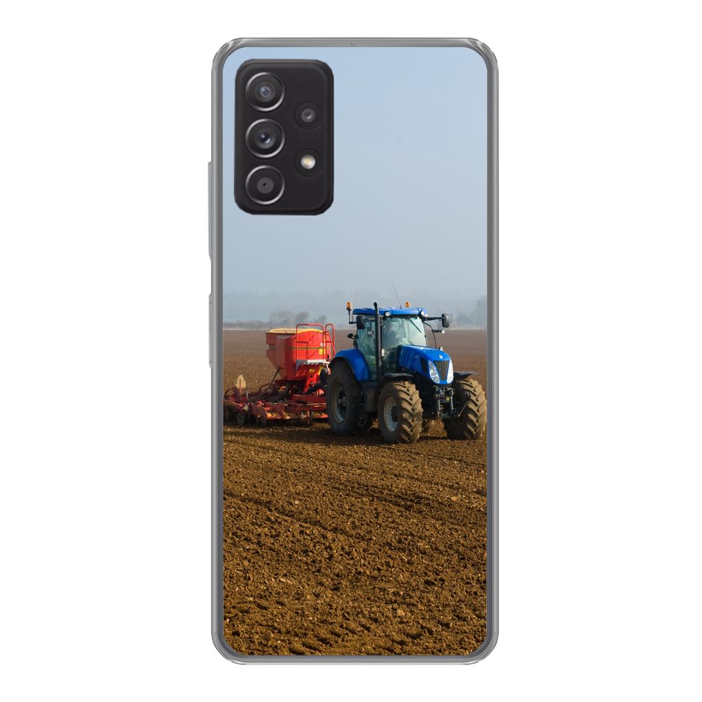 MuchoWow Handyhülle Schutzhülle Hülle für Samsung Galaxy A33 5G Traktor - Blau - Nebel Silikon Softcase Handy Hülle - Kartenhalter