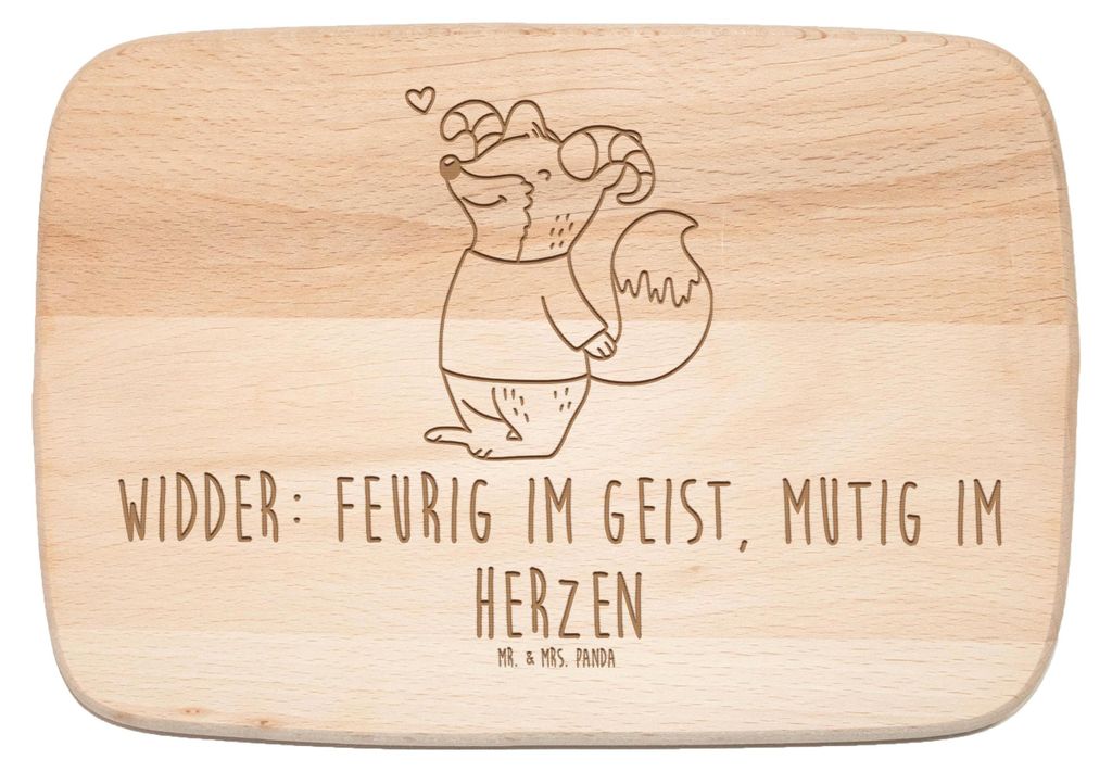 Mr. & Mrs. Panda Holz Schneidbrett Widder Astologie - Transparent - Geschenk, Schneidebrett, Sternzeichen, Holzbrett, Küchenbrett, Frühstücksbre...