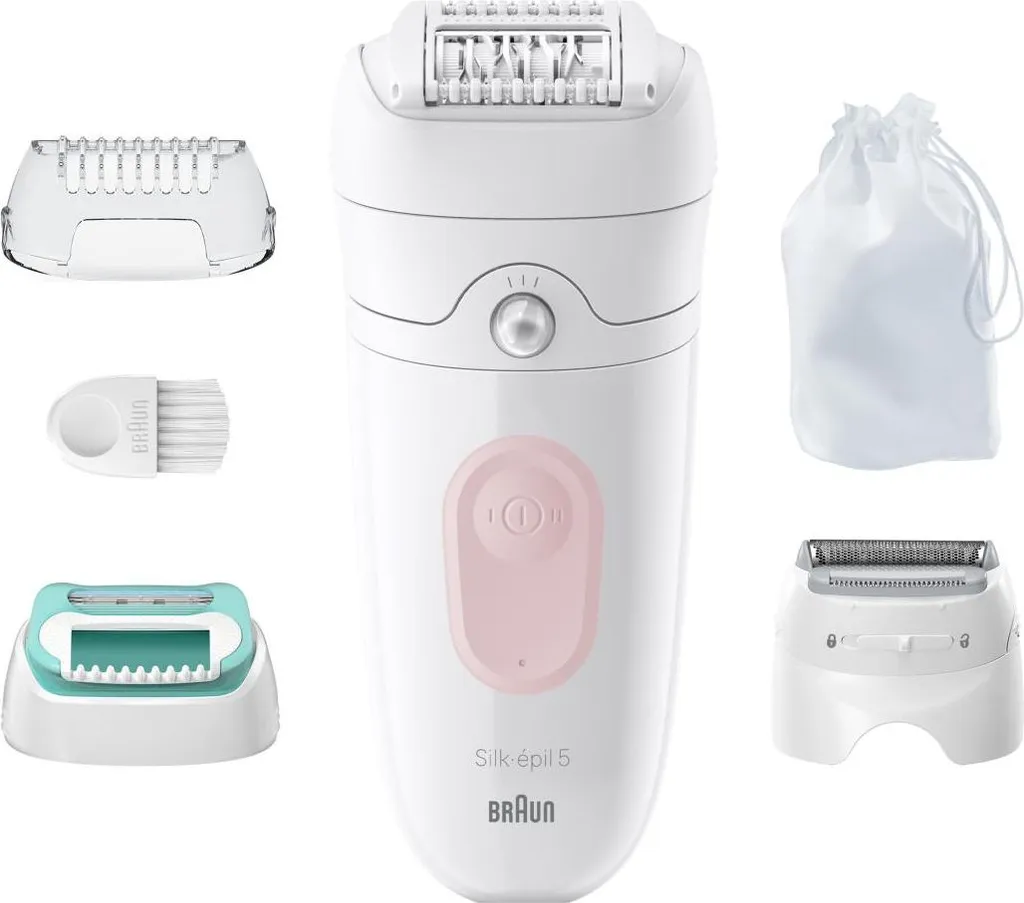 Braun Silk-épil 5 5-050 Épilateur Électrique avec 28 Pincettes Rose Blanc