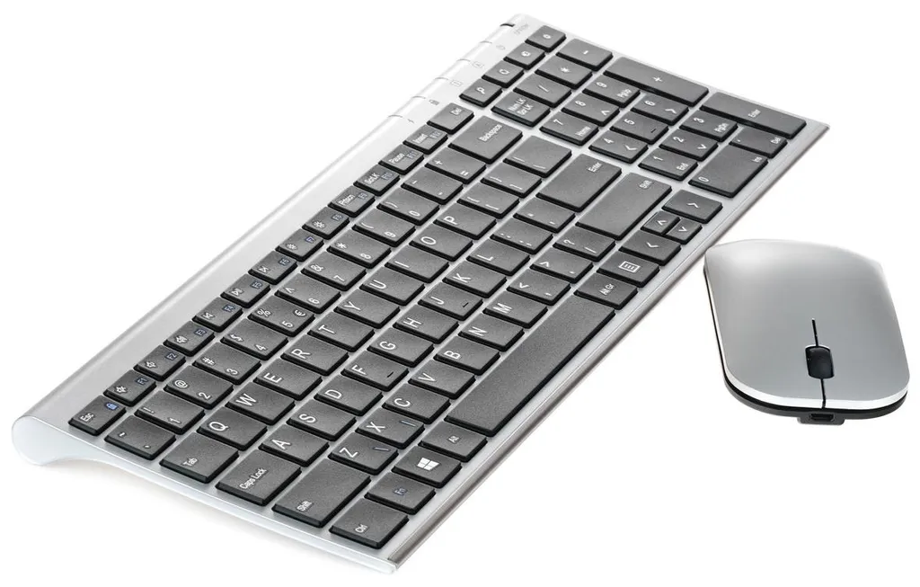 Ensemble clavier souris sans fil silencieux anti fatigue USB