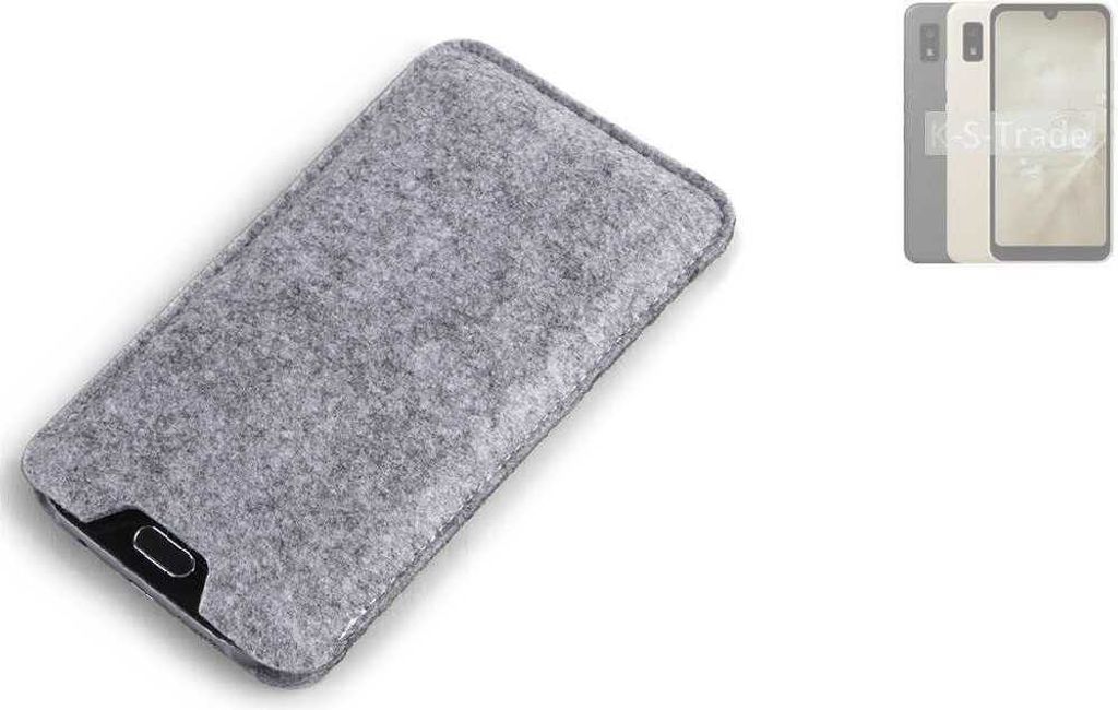 K-S-Trade Filz Handyhülle kompatibel mit Sharp Aquos Wish3 Schutzhülle Filztasche Filz Tasche Case Sleeve Handy Hülle Filzhülle grau