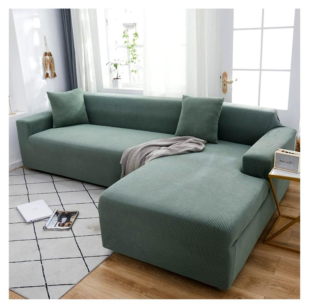 Wasserdichter, elastischer Sofabezug für L-förmiges Ecksofa, weich und bequem, Matcha-Grün, verschleißfestes Design, 2-Sitzer (145-185 cm), uni...