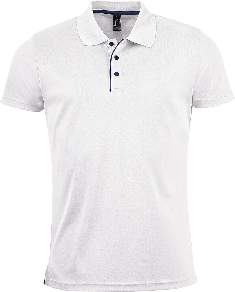 SOLS Herren Pique Polo Shirt Performer, Kurzarm PC2162 (L) (Weiß)