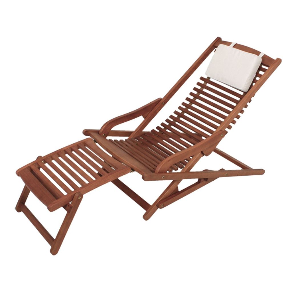 KMH® Eukalyptus Relaxliege Deckchair Sonnenliege Gartenliege Liegestuhl Holz rot 