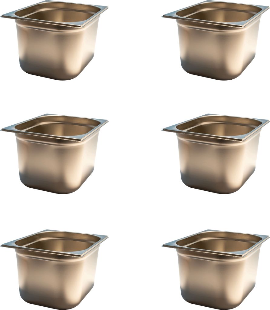 AcMax 6 Stück GN 1/2 Gastronormbehälter GN-Behälter Gastronorm Edelstahl 12,5 Liter Tief 200mm