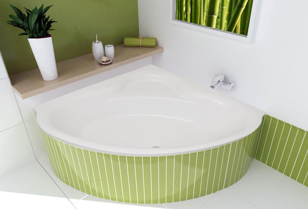 ECOLAM Badewanne Eckwanne Eckbadewanne Acrylwanne BALA 130 x 130 cm + Styroporverkleidung befliesbar Ablaufgarnitur Viegaweiß Füße Silikon