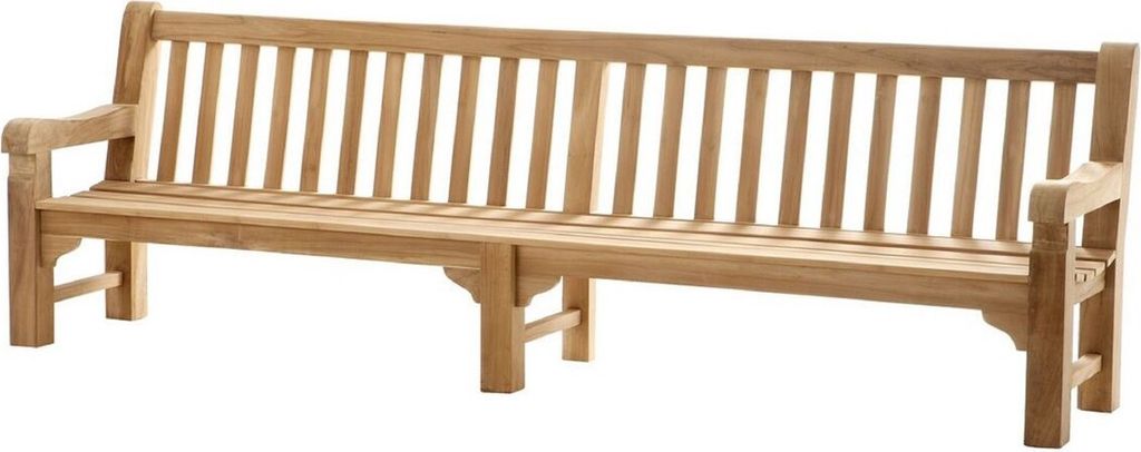 Casa Padrino Luxus Teakholz Sitzbank / Gartenbank Naturfarben 300 x 69 x H. 95 cm - Massivholz Bank - Gartenmöbel - Teakholz Möbel - Luxus Qualität