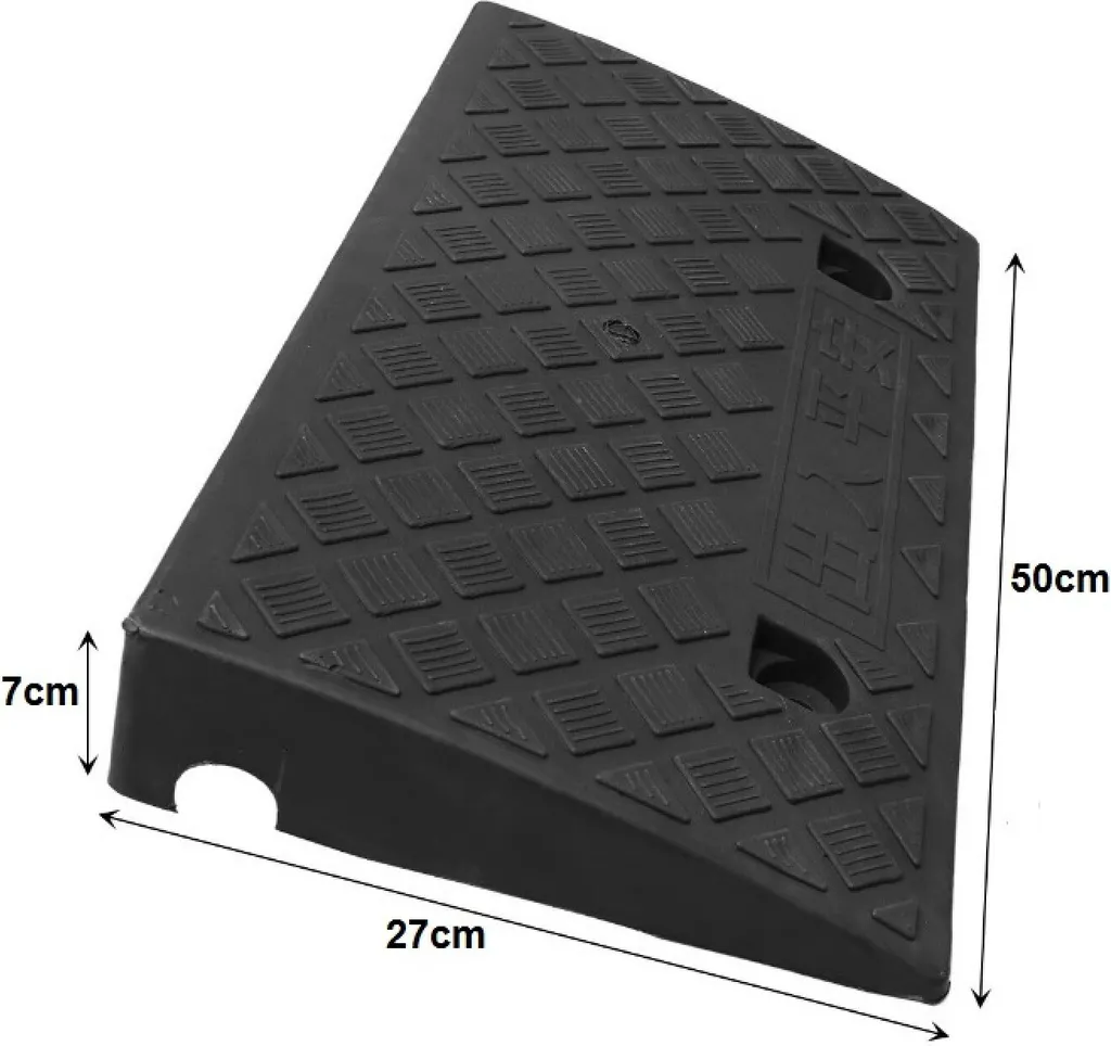 set di 2 - Rampa carrabile 50x27x7 cm | rampa per marciapiede | cuneo carrabile | rampa per sedia a rotelle | rampa di soglia per moto, auto, sedia a rotelle, rimorchio, carriola | ausilio carrabile - rampa in plastica | rampa per soglia porta - 2