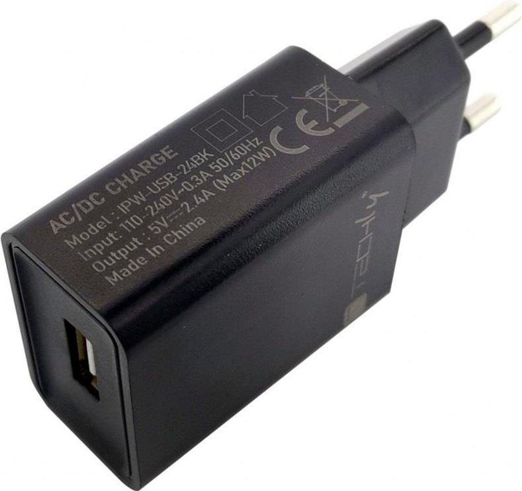 Techly IPW-USB-24BK Ladegerät für Mobilgeräte Universal Schwarz AC Drinnen