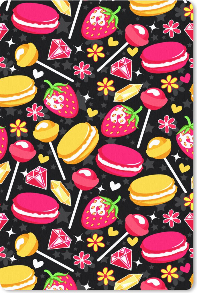 MuchoWow Mauspad Mousepad Süßigkeiten - Muster - Erdbeere 40x60 cm - Mousepads - Maus Mat - Pad - Mausunterlage - Schreibtisch Accesoire