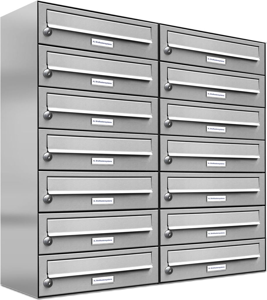 14er Edelstahl Briefkasten Anlage 14 Fach Wandbriefkasten Produktbild 