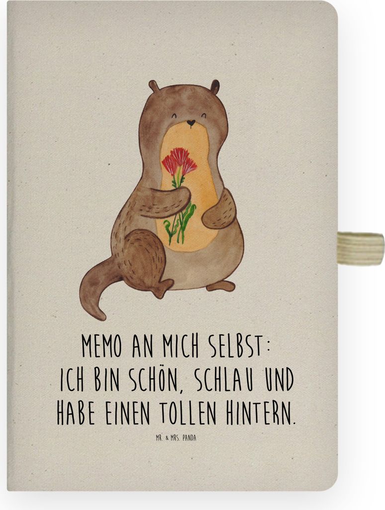 Mr. & Mrs. Panda Kladde Otter Blumenstrauß - Transparent - Geschenk, Achtsamkeit, Adressbuch, Notizheft, Seeotter, Süß, notizbuch, Selbstvertrau...