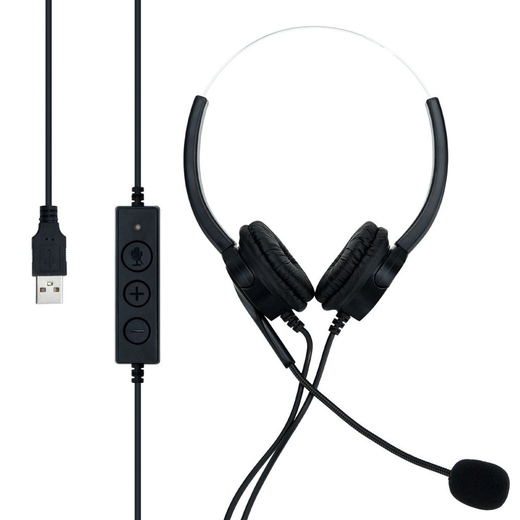 Cadorabo Cuffie USB in nero per computer portatile PC con Immagine del prodotto 