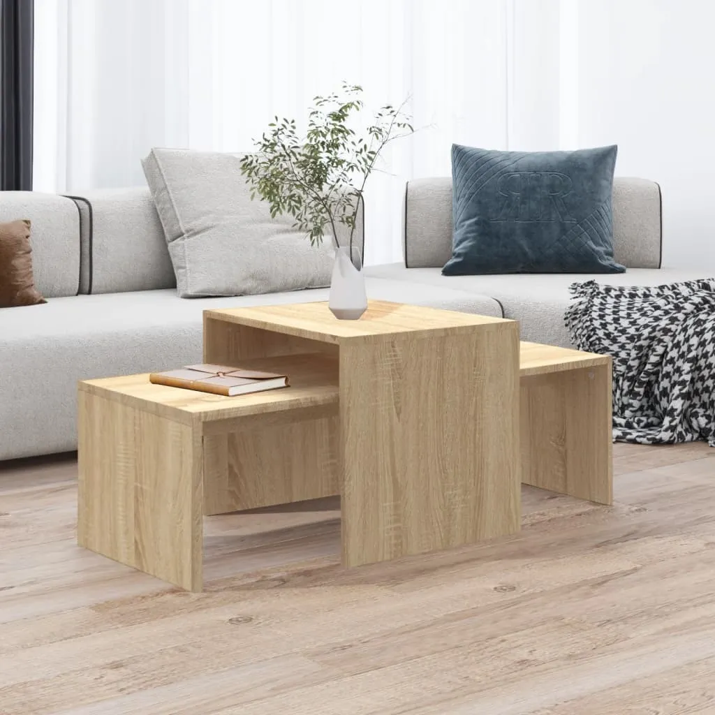 The Living Store set di tavolini in rovere Sonoma 100x48x40 cm materiale a base di legno