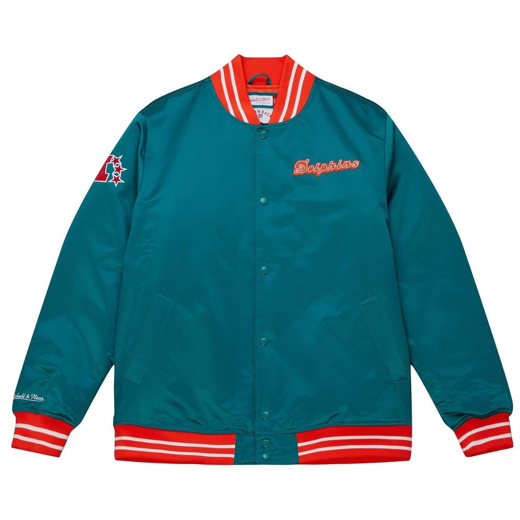Miami Dolphins NFL Mitchell & Ness Heavyweight Satin Jacke Aqua-S
