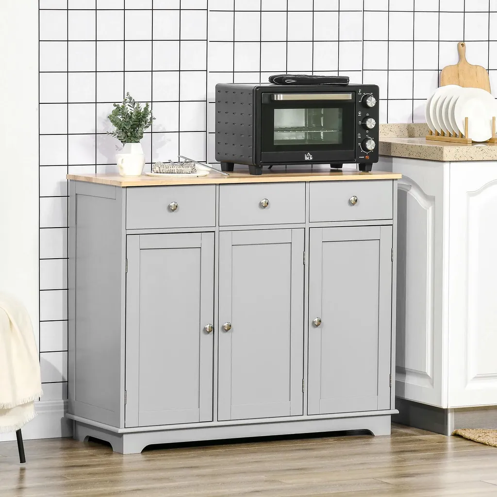 Meuble de Rangement Buffet Gris Clair 101 cm pour Optimiser l'Espace - 7