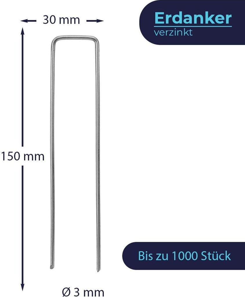 Zeltheringe / Bodenanker, Ausführung:Erdanker verzinkt 150x30 mm, Menge:500