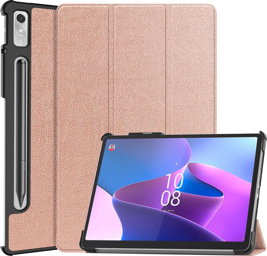 Case2go - Hülle kompatibel mit Lenovo Tab P11 Pro 2nd Gen - Mit AutoWake-Funktion - Kunstleder TPU Tablet Case Schutzhülle - Roségold