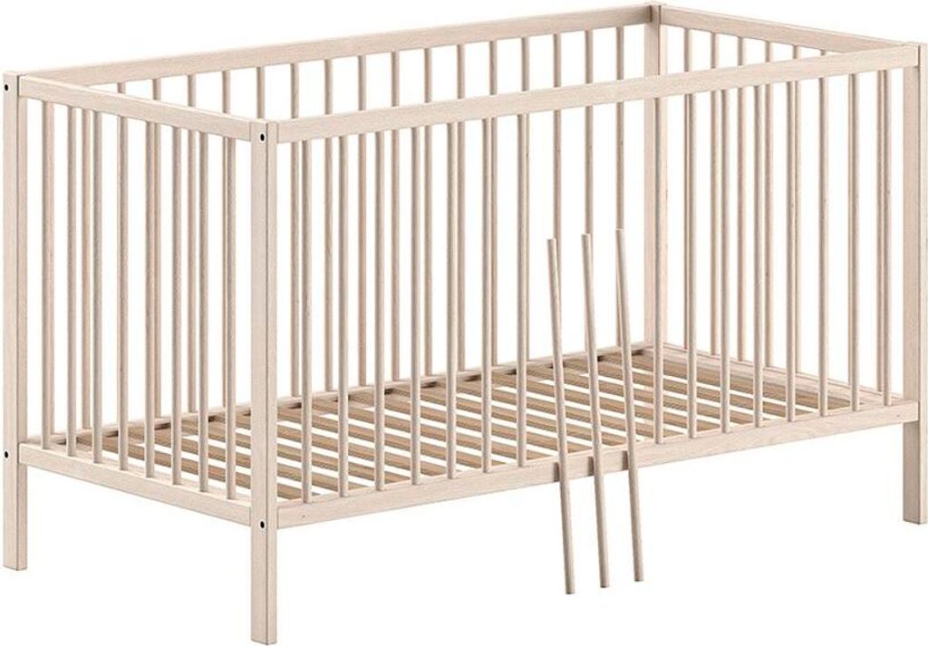 Babybett Kara-lynn 144x76x84 Gitterbett Massivholz Buche Natur